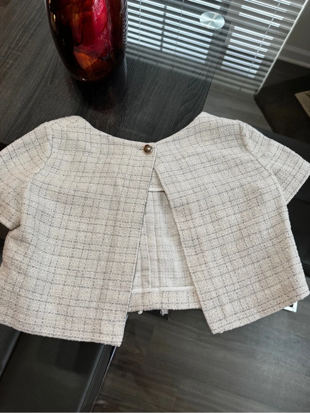 Maje Ecru Tweed Cropped Bustier Top - Picture 9 of 16